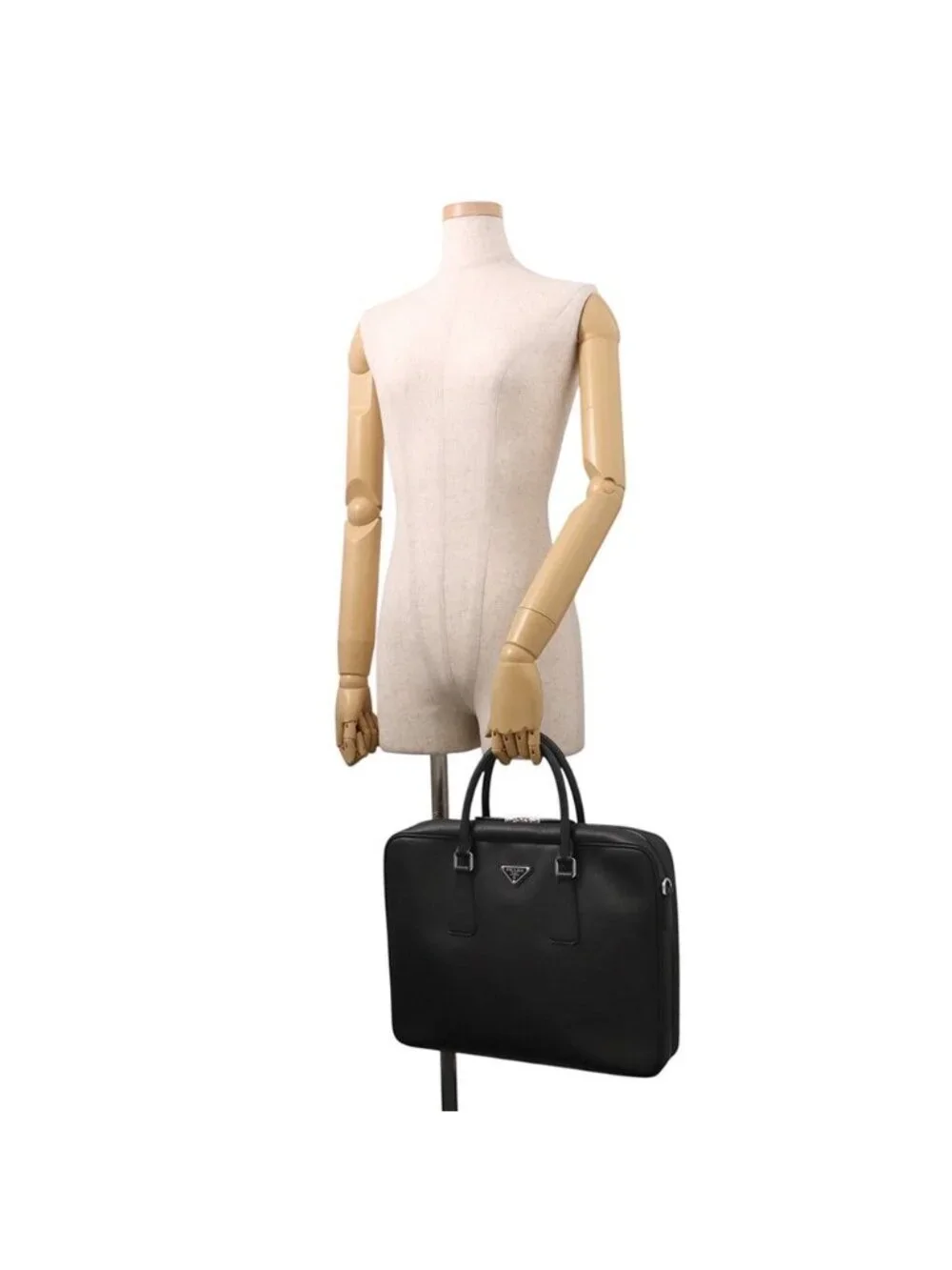 Prada Briefcase Saffiano Triangle Logo 2-Way Shoulder Black